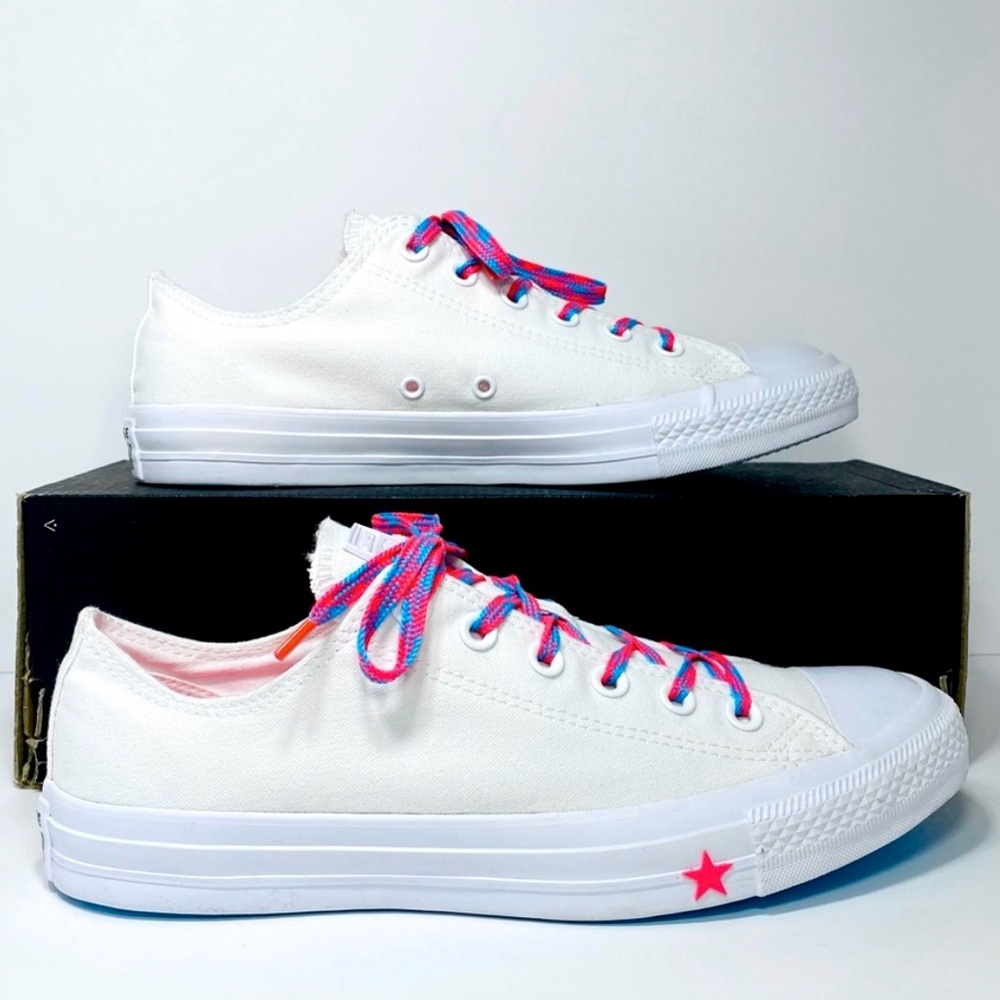 NEW Converse Ctas Low Top White/Racer/Gnarly Blue Sneaker